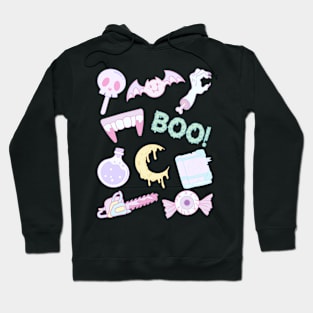 Pastel goth cute pattern black background Hoodie